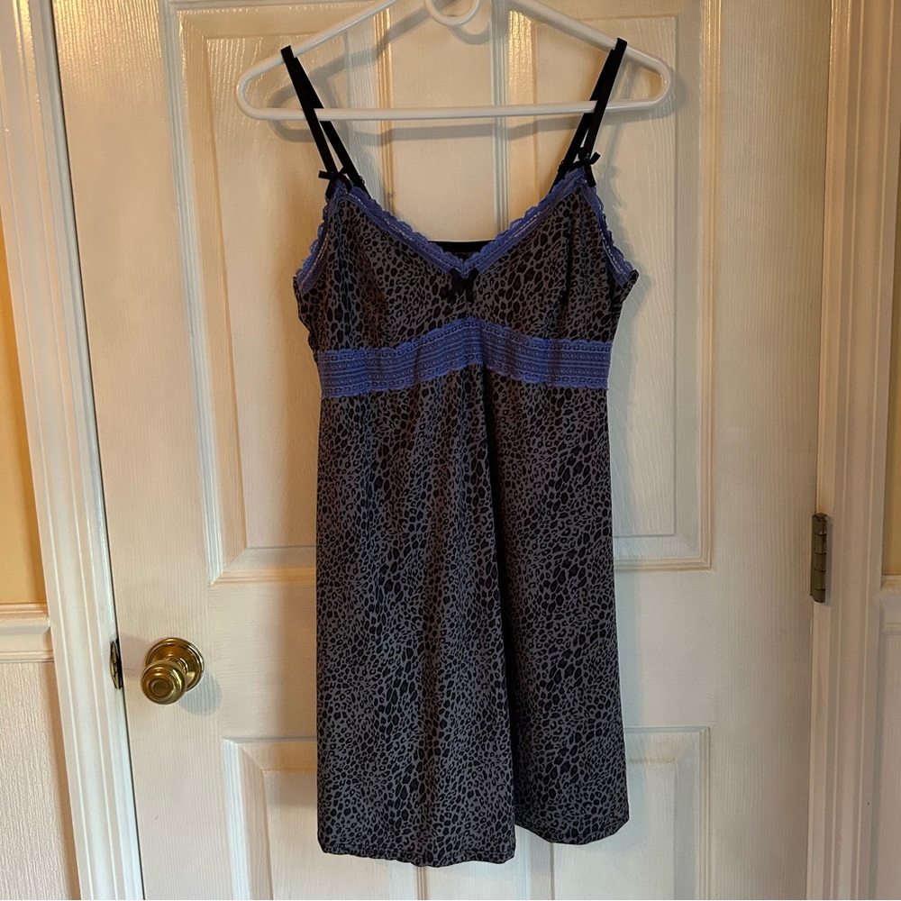 Elegant Black and Blue Lace Chemise